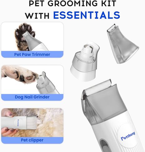 Dog Grooming Vacuum Kit for Dog Hair Shedding with Pet Clipper Nail Grinder, 2.2L Dust Cup Dog Brush Vacuum Fur Groomer with 7 Grooming Tools, Home Cleaning, 5 Suction Levels in Saudi Arabia