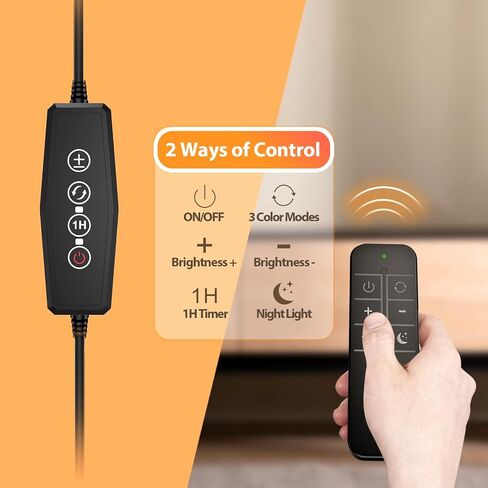 Reading Light with Remote, LED Desk Lamp Clip on [1H Timer & Nightlight] RA>95 Dimmable Flexible Gooseneck, USB Reading Lamp Clamp for Table - 3.5'' (Adapter Included) in Saudi Arabia