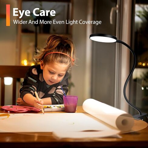 Reading Light with Remote, LED Desk Lamp Clip on [1H Timer & Nightlight] RA>95 Dimmable Flexible Gooseneck, USB Reading Lamp Clamp for Table - 3.5'' (Adapter Included) in Saudi Arabia