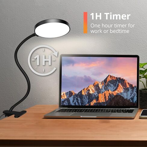 Reading Light with Remote, LED Desk Lamp Clip on [1H Timer & Nightlight] RA>95 Dimmable Flexible Gooseneck, USB Reading Lamp Clamp for Table - 3.5'' (Adapter Included) in Saudi Arabia