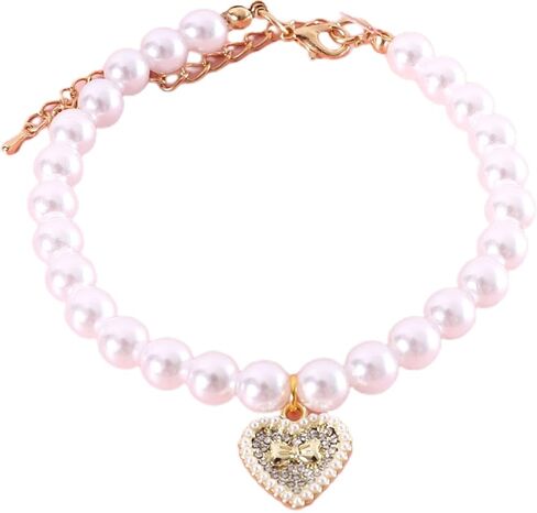 GYORI Elegant Pet Necklace with Fake Pearls and Rhinestone Pendant for Cats and Dogs in Saudi Arabia