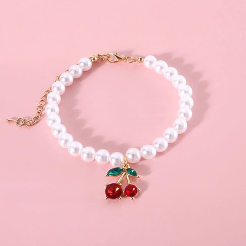 GYORI Elegant Pet Necklace with Fake Pearls and Rhinestone Pendant for Cats and Dogs in Saudi Arabia