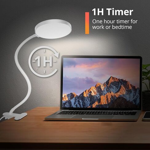 Reading Light with Remote, LED Desk Lamp Clip on [1H Timer & Nightlight] RA>95 Dimmable Flexible Gooseneck, USB Reading Lamp Clamp for Table - 3.5'' (Adapter Included) in Saudi Arabia