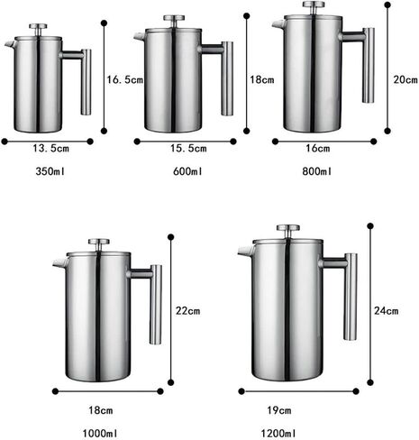 French Press Coffee Maker,304 Grade Stainless Steel Double Wall Insulated Coffee Press with 2 Extra Filters 34oz (1 Litre) in Saudi Arabia