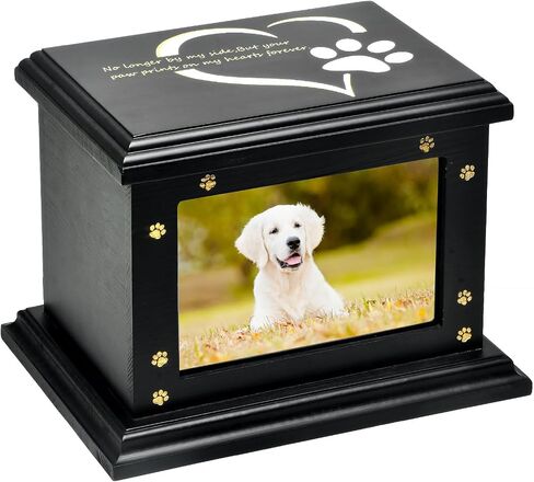 Pet Memorial Urns for Dogs or Cats Ashes - Custom Wooden Keepsake Urn Box with Photo Frame for Pet Memorial Keepsake, Box Pet Cremation Urn, Sympathy Gift for a Pet (Black) in Saudi Arabia