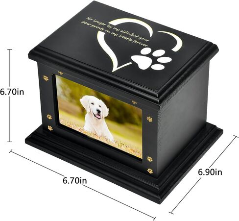 Pet Memorial Urns for Dogs or Cats Ashes - Custom Wooden Keepsake Urn Box with Photo Frame for Pet Memorial Keepsake, Box Pet Cremation Urn, Sympathy Gift for a Pet (Black) in Saudi Arabia