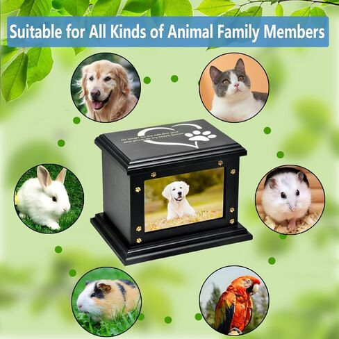 Pet Memorial Urns for Dogs or Cats Ashes - Custom Wooden Keepsake Urn Box with Photo Frame for Pet Memorial Keepsake, Box Pet Cremation Urn, Sympathy Gift for a Pet (Black) in Saudi Arabia