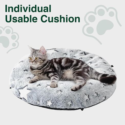 Love's cabin Cat Tunnel Bed Tube with Cushion and Plush Ball Toy Playground Crinkle Collapsible Self-Luminous for Large Cats Kittens Kitty Small Animals Puppy Grey Star in Saudi Arabia
