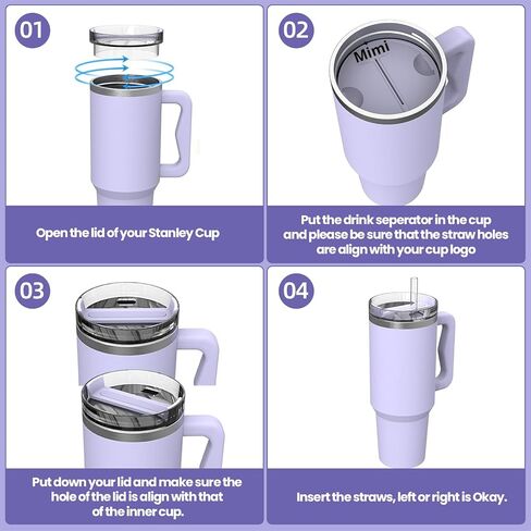 Stanley Drink Divider,Silicone Stanley Cup 2 in 1 Drink Separator,Meeting Your Different Needs in 1 Cup,Split Stanley Cup Insert 40 oz,Reusable for Beach, Office, Camping or Party (Purple) in Saudi Arabia