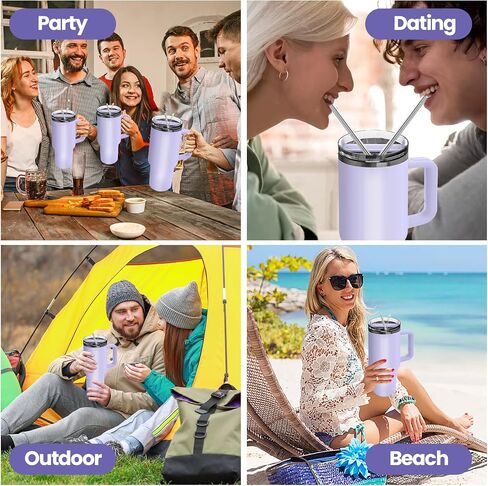Stanley Drink Divider,Silicone Stanley Cup 2 in 1 Drink Separator,Meeting Your Different Needs in 1 Cup,Split Stanley Cup Insert 40 oz,Reusable for Beach, Office, Camping or Party (Purple) in Saudi Arabia