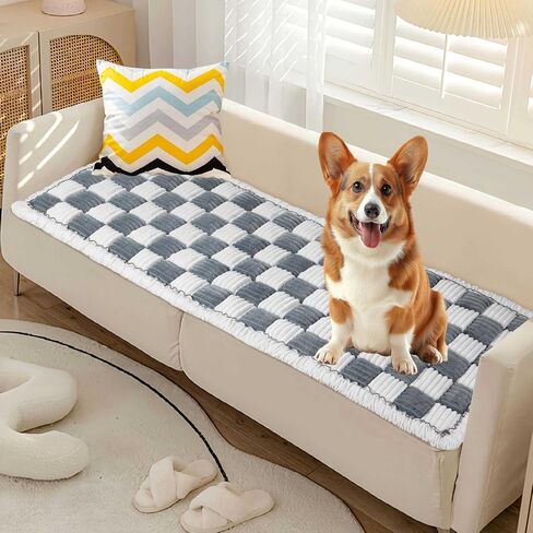 Dog Couch Cover Protector Washable, Plush Pet Couch Covers for Sofa, Soft Checkered Sofa Pad for Furniture with Non Slip Bottom, Quilted Plaid Pet Mat Blankets for Window Floor Camping Car Bed Yoga in Saudi Arabia