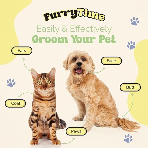 FURRYTIME مناديل تنظيف الحيوانات الأليفة للكلاب والقطط، 30 قفازًا، مناديل مبللة للحيوانات الأليفة مضادة للحساسية، يمكن التخلص منها بدون شطف، مناديل استحمام سميكة للغاية، أقدام تنظيف جاف للحيوانات الأليفة، معطف، آذان، منطقة العين، المؤخرة in Saudi Arabia