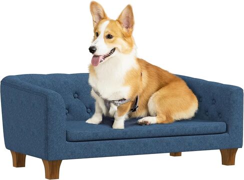 أريكة PawHut المرتفعة للكلاب، أريكة مرتفعة للحيوانات الأليفة للكلاب الصغيرة والمتوسطة، مع وسادة ناعمة قابلة للإزالة، وسادات مضادة للانزلاق، تركيب بسيط، رمادي in Kuwait