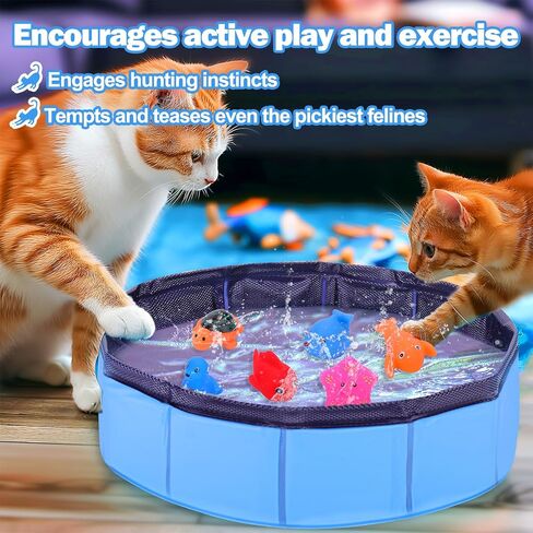 ألعاب حمام السباحة للقطط من Palksky مع الأسماك، ألعاب مائية للقطط من أجل القطط الملل، حمام سباحة محمول للقطط، ألعاب تفاعلية للقطط في الأماكن المغلقة in Kuwait
