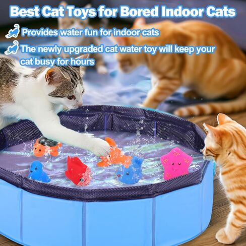 ألعاب حمام السباحة للقطط من Palksky مع الأسماك، ألعاب مائية للقطط من أجل القطط الملل، حمام سباحة محمول للقطط، ألعاب تفاعلية للقطط في الأماكن المغلقة in Kuwait