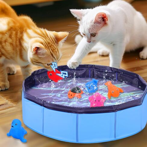 ألعاب حمام السباحة للقطط من Palksky مع الأسماك، ألعاب مائية للقطط من أجل القطط الملل، حمام سباحة محمول للقطط، ألعاب تفاعلية للقطط في الأماكن المغلقة in Kuwait