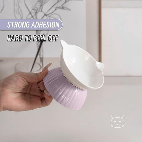 وعاء قطط من السيراميك المرتفع مع تصميم ملصق سحري، مضاد للانسكاب، طبق مرتفع لطعام الحيوانات الأليفة والماء لحماية الرقبة وسهولة التركيب للكلاب الصغيرة، والقطط ذات الوجه السمين، والقطط الصغيرة، والقطط الأليفة (أزرق فاتح) in Kuwait