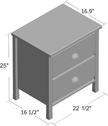 Camaflexi Baja Night Stand / 2 Drawer / Solid Wood / Rustic Bedside Table for Bedroom, Living Room, Sofa Couch, Hall / Metal Drawer Pulls, Barnwood Finish, Brown in Saudi Arabia
