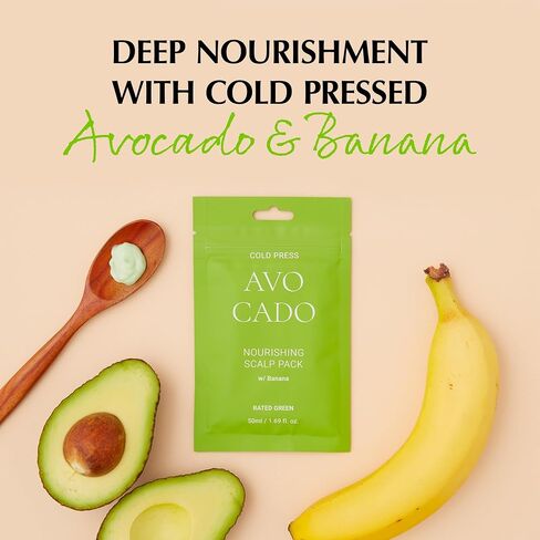 Rated Green - Avocado Nourishing Scalp Pack, Softening Hair Repair Mask and Scalp Mask for Dry Itchy Scalp, Total 8.45 fl. oz. Pack of 5-1.69 fl. Oz. Each in Kuwait