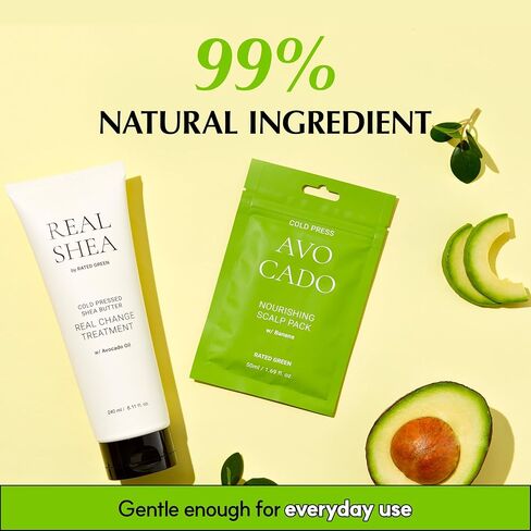 Rated Green - Avocado Nourishing Scalp Pack, Softening Hair Repair Mask and Scalp Mask for Dry Itchy Scalp, Total 8.45 fl. oz. Pack of 5-1.69 fl. Oz. Each in Kuwait