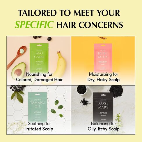 Rated Green - Avocado Nourishing Scalp Pack, Softening Hair Repair Mask and Scalp Mask for Dry Itchy Scalp, Total 8.45 fl. oz. Pack of 5-1.69 fl. Oz. Each in Kuwait
