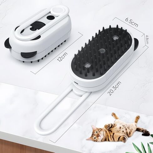 Cat Steam Brush for Shedding, 4 in 1 Steamy Cat Brush with Cleanser, Dog Massage Grooming Brush, Pet Hair Cleaning Misting Comb (Panda) in Saudi Arabia