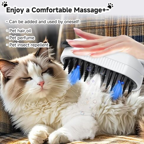 Cat Steam Brush for Shedding, 4 in 1 Steamy Cat Brush with Cleanser, Dog Massage Grooming Brush, Pet Hair Cleaning Misting Comb (Panda) in Saudi Arabia