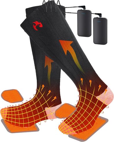 Upgraded Electric Heated Socks for Men Women, 4000mAh Rechargeable Battery Powered Foot Warmer with 3 Heating Levels, Winter Warm Thermal Socks for Outdoor Skiing Hiking Riding Camping Hunting in Saudi Arabia
