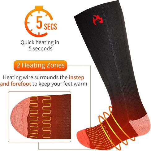 Upgraded Electric Heated Socks for Men Women, 4000mAh Rechargeable Battery Powered Foot Warmer with 3 Heating Levels, Winter Warm Thermal Socks for Outdoor Skiing Hiking Riding Camping Hunting in Saudi Arabia