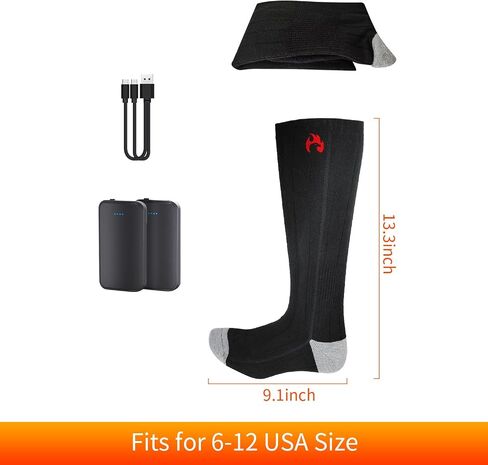 Upgraded Electric Heated Socks for Men Women, 4000mAh Rechargeable Battery Powered Foot Warmer with 3 Heating Levels, Winter Warm Thermal Socks for Outdoor Skiing Hiking Riding Camping Hunting in Saudi Arabia