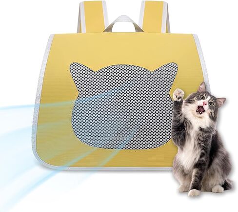 Cat Backpack Carrier, Small Dog Traveler Carrier Backpack for Medium Large Cats, Foldable Ventilated Backpack with Thick Shoulder Strap, Airline Approved, Hiking (12lb) (Green) in Saudi Arabia
