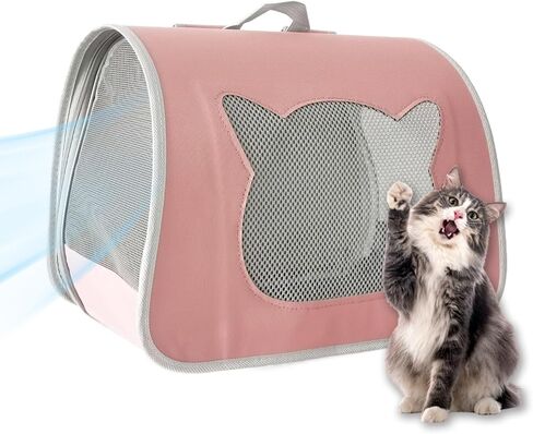 Cat Backpack Carrier, Small Dog Traveler Carrier Backpack for Medium Large Cats, Foldable Ventilated Backpack with Thick Shoulder Strap, Airline Approved, Hiking (12lb) (Green) in Saudi Arabia