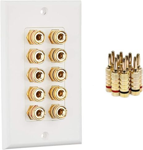 Monoprice 103326 Banana Binding Post Two-Piece Inset Coupler Wall Plate for 4 Speakers in Saudi Arabia
