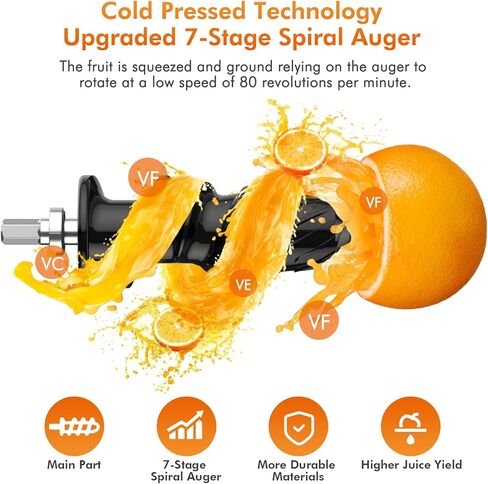 آلة عصارة المضغ، عصارة الضغط البارد مع وضعين للسرعة ووظيفة عكسية، آلة عصارة للخضروات والفواكه، عصارة كرفس بمحرك هادئ، سهلة التنظيف بالفرشاة، خالية من مادة BPA in Kuwait
