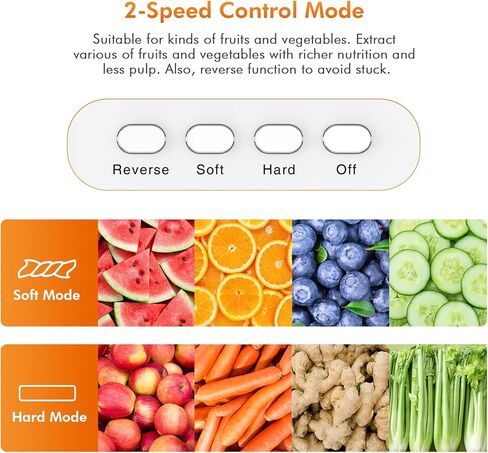 آلة عصارة المضغ، عصارة الضغط البارد مع وضعين للسرعة ووظيفة عكسية، آلة عصارة للخضروات والفواكه، عصارة كرفس بمحرك هادئ، سهلة التنظيف بالفرشاة، خالية من مادة BPA in Kuwait
