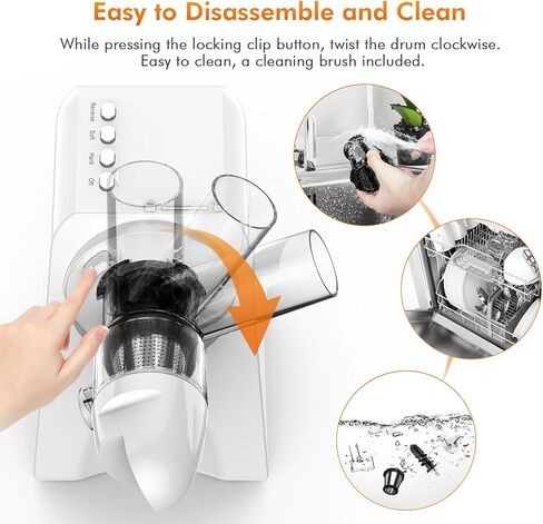 آلة عصارة المضغ، عصارة الضغط البارد مع وضعين للسرعة ووظيفة عكسية، آلة عصارة للخضروات والفواكه، عصارة كرفس بمحرك هادئ، سهلة التنظيف بالفرشاة، خالية من مادة BPA in Kuwait