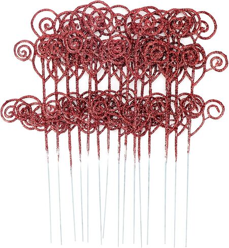 24 Pieces Glitter Christmas Picks Ornaments 10 Inches Decorative Sticks Candy Picks Curly Sprays Twigs for Christmas Tree Branches Vase Fillers Crafts Wreath Garland Party Wedding Holiday (24, White) in Saudi Arabia