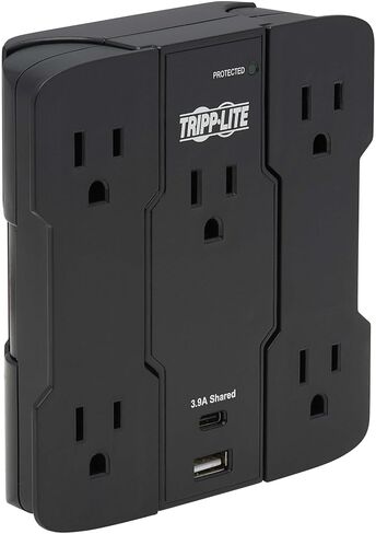 Tripp Lite 3 Outlet Portable Surge Protector Power Strip, Direct Plug in, 2 USB, & $5,000 Insurance (SK30USB) Black in Saudi Arabia