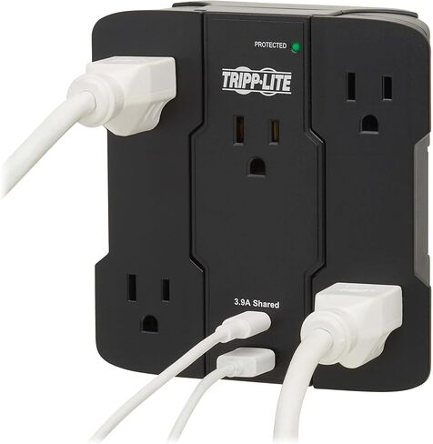 Tripp Lite 3 Outlet Portable Surge Protector Power Strip, Direct Plug in, 2 USB, & $5,000 Insurance (SK30USB) Black in Saudi Arabia