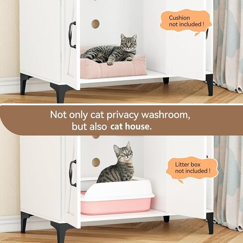 Cat Litter Box Enclosure with Shelves,Cat Litter Box Cabinet,Hidden Cat Box Furniture with Scratching Mat,Wood Sturdy Cat Washroom Storage, Indoor Cat House,White in Saudi Arabia