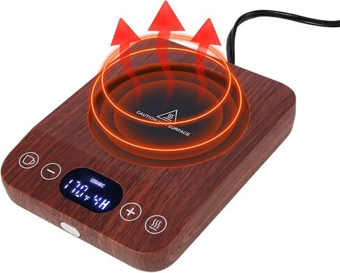 كوب القهوة الدافئ، سخان القهوة الكهربائي للمكتب مع إيقاف التشغيل التلقائي، هدايا القهوة المثالية، 3 إعدادات لدرجة الحرارة كوب ذكي لتسخين القهوة والمشروبات والحليب والشاي والشوكولاتة الساخنة in Kuwait