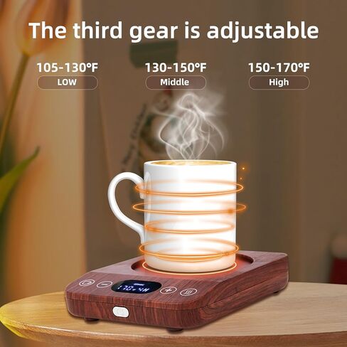 كوب القهوة الدافئ، سخان القهوة الكهربائي للمكتب مع إيقاف التشغيل التلقائي، هدايا القهوة المثالية، 3 إعدادات لدرجة الحرارة كوب ذكي لتسخين القهوة والمشروبات والحليب والشاي والشوكولاتة الساخنة in Kuwait