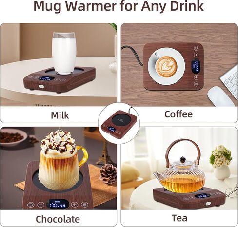 كوب القهوة الدافئ، سخان القهوة الكهربائي للمكتب مع إيقاف التشغيل التلقائي، هدايا القهوة المثالية، 3 إعدادات لدرجة الحرارة كوب ذكي لتسخين القهوة والمشروبات والحليب والشاي والشوكولاتة الساخنة in Kuwait