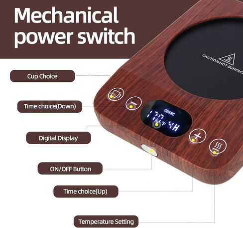 كوب القهوة الدافئ، سخان القهوة الكهربائي للمكتب مع إيقاف التشغيل التلقائي، هدايا القهوة المثالية، 3 إعدادات لدرجة الحرارة كوب ذكي لتسخين القهوة والمشروبات والحليب والشاي والشوكولاتة الساخنة in Kuwait