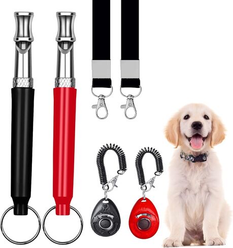 6 عبوات من صفارات الكلاب بالموجات فوق الصوتية، صفارة كلب صامتة بالموجات فوق الصوتية مع حبل احترافي لاستدعاء الكلاب وإيقاف نباح الكلاب، صفارة تدريب للكلاب، مع حبل حزام أسود وجهاز نقر (أسود + أحمر) in Kuwait