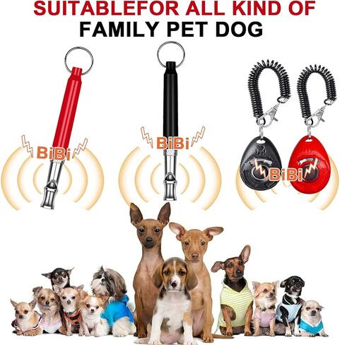 6 عبوات من صفارات الكلاب بالموجات فوق الصوتية، صفارة كلب صامتة بالموجات فوق الصوتية مع حبل احترافي لاستدعاء الكلاب وإيقاف نباح الكلاب، صفارة تدريب للكلاب، مع حبل حزام أسود وجهاز نقر (أسود + أحمر) in Kuwait