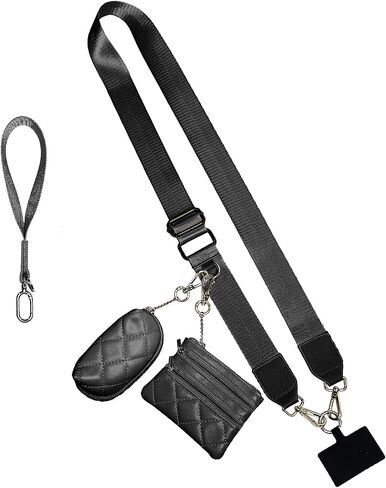 Clip and Go Strap Chain w/ 2 Pouch, Cell Phone Crossbody Lanyard w/Double Zipper Wallet in Saudi Arabia