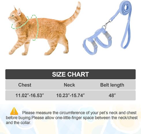 Cat Harness, Safety Leash Set for outings and Travelling to Prevent Cats from Escaping - Adjustable Kitten Safety Leash, Soft and Comfortable for Small and Medium Sized Cats (Yellow, M) in Saudi Arabia