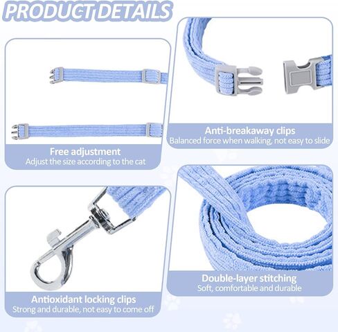 Cat Harness, Safety Leash Set for outings and Travelling to Prevent Cats from Escaping - Adjustable Kitten Safety Leash, Soft and Comfortable for Small and Medium Sized Cats (Yellow, M) in Saudi Arabia