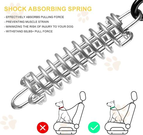 Dog Seat Belt Harness for Car, 5-in-1 Coated Wire Dog Seatbelt, HYLIYAKI Shock Spring-Loaded No Chew Pet Dog Car Seatbelt Leash, with Removable Reflective Short Leash(Black, 32 inch/80 CM) in Saudi Arabia